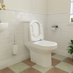 Sky Close Coupled Toilet Soft Close Seat Ceramic White Bathroom Round Traditional -Comfort Bathroom Store 75185015 3