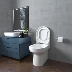 Sky Back To Wall Toilet Ceramic Soft Close Seat Modern Bathroom BTW Round WC -Comfort Bathroom Store 75185049 3