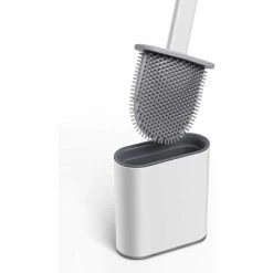 Silicone Toilet Brush With Holder Antibacterial Wall-Mounted Toilet Brush Toilet Brush For Bathroom White