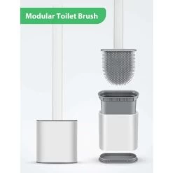 Silicone Toilet Brush With Holder Antibacterial Wall-Mounted Toilet Brush Toilet Brush For Bathroom White -Comfort Bathroom Store 75324890 4