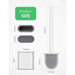 Silicone Toilet Brush With Holder Antibacterial Wall-Mounted Toilet Brush Toilet Brush For Bathroom White -Comfort Bathroom Store 75324890 5