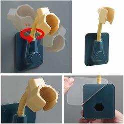 Wall Mounted Hand Shower Holder, 3pcs Universal Adjustable Shower Holder 360 Rotatable Adjustable Shower Head Holder Hanging Shower Head Portable Without Drilling Bathroom Accessory -Comfort Bathroom Store 75326385 3