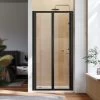 ELEGANT 700mm Black Frame Bifold Shower Door Enclosure Folding Bathroom Glass Wet Room