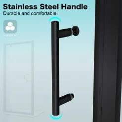ELEGANT 700mm Black Frame Pivot Shower Door Enclosure Reversible Bathroom Wet Room -Comfort Bathroom Store 75365164 3