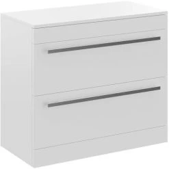 Wholesale Domestic Select Gloss White 900mm Floor Standing 2 Drawer Storage Unit -Comfort Bathroom Store 7566344 3