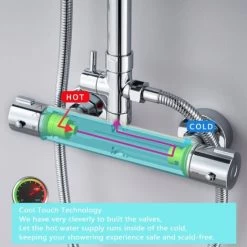 Sky Thermostatic Mixer Shower Set COOL TOUCH Thermostatic Valve Square Silver -Comfort Bathroom Store 76385524 4