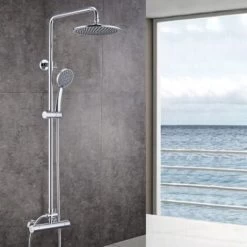 Sky Thermostatic Mixer Shower Set COOL TOUCH Thermostatic Valve Round Silver