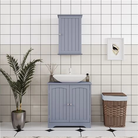 Yaheetech Under Sink Bathroom Storage Cabinet,60x30x60cm, Gray 4 Yaheetech Under Sink Bathroom Storage Cabinet,60x30x60cm, Gray - Image 2