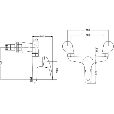 Chrome Bathroom Bath Filler Mixer Tap Deck Mounted Single Lever Modern 4 Chrome Bathroom Bath Filler Mixer Tap Deck Mounted Single Lever Modern - Image 2