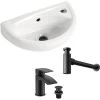 Compact Small Wall Hung Basin Sink Including Black Waterfall Tap & Bottle Trap 2 Compact Small Wall Hung Basin Sink Including Black Waterfall Tap & Bottle Trap -Comfort Bathroom Store 76756341 1