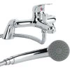 Single Lever Bath Shower Mixer Tap With Hand Held Shower & Wall Bracket - Chrome -Comfort Bathroom Store 76756371 1