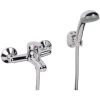 Single Lever Wall Mounted Bath Shower Mixer Tap With Hand Held Shower & Wall Bracket - Chrome -Comfort Bathroom Store 76756372 1