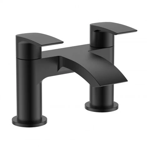 Black Matt Waterfall Bath Filler Tap Lever Round Deck Mounted Modern 4 Black Matt Waterfall Bath Filler Tap Lever Round Deck Mounted Modern - Image 2