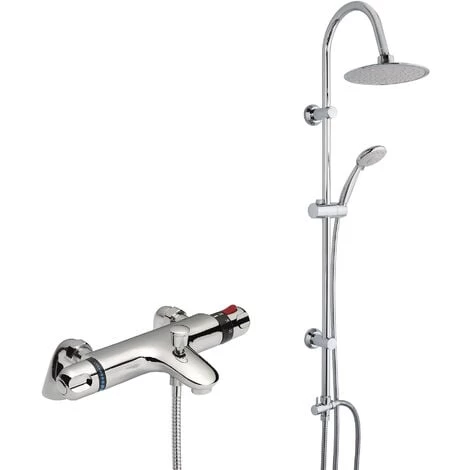 Thermostatic Bath Shower Mixer Tap With Round 3 Way Shower Kit 3 Thermostatic Bath Shower Mixer Tap With Round 3 Way Shower Kit