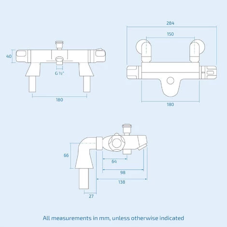 Thermostatic Bath Shower Mixer Tap With Round 3 Way Shower Kit 6 Thermostatic Bath Shower Mixer Tap With Round 3 Way Shower Kit - Image 4