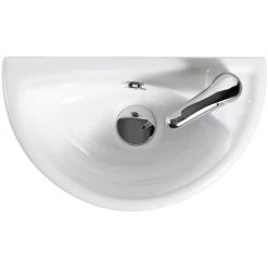 Small Compact Tiny Bathroom Cloakroom Basin Sink Wall Hung Curved With Fixings -Comfort Bathroom Store 76756419 3