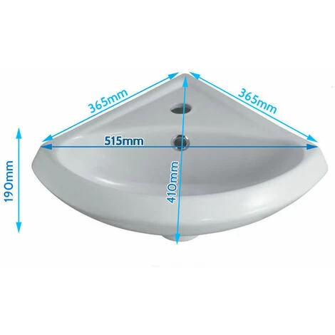 Wall Hung Corner Basin Sink Including Black Waterfall Tap & Bottle Trap 4 Wall Hung Corner Basin Sink Including Black Waterfall Tap & Bottle Trap - Image 2