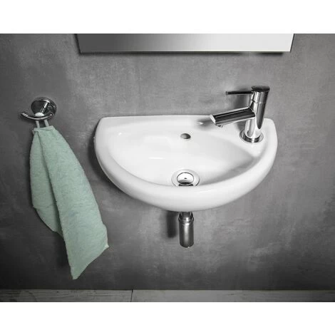 Small Compact Bathroom Cloakroom Basin Sink Wall Hung 395 4 Small Compact Bathroom Cloakroom Basin Sink Wall Hung 395 - Image 2