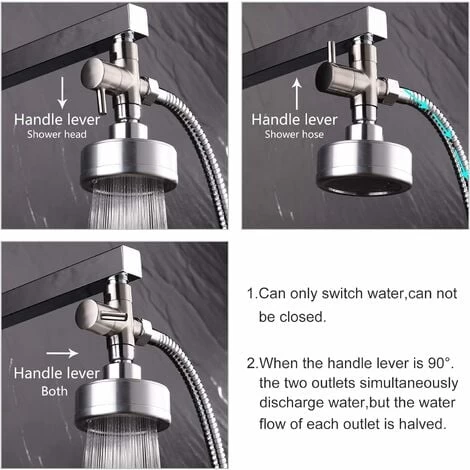 Solid Brass 3 Way Valve G1/2 Hand Shower Shower Components Universal Fitting, Chrome DSF007 5 Solid Brass 3 Way Valve G1/2 Hand Shower Shower Components Universal Fitting, Chrome DSF007 - Image 3