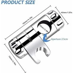 Replaceable Handheld Shower Holder, Shower Head Holder, Bathroom Adjustable Hand Shower Clamp Fit 25MM To Shower Bar, 19-22MM To Hand Shower, Chrome ABS 8 Replaceable Handheld Shower Holder, Shower Head Holder, Bathroom Adjustable Hand Shower Clamp Fit 25MM To Shower Bar, 19-22MM To Hand Shower, Chrome ABS -Comfort Bathroom Store 76957385 2