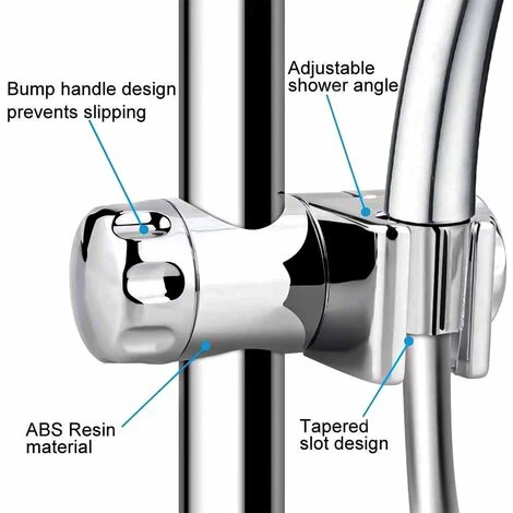Replaceable Handheld Shower Holder, Shower Head Holder, Bathroom Adjustable Hand Shower Clamp Fit 25MM To Shower Bar, 19-22MM To Hand Shower, Chrome ABS 5 Replaceable Handheld Shower Holder, Shower Head Holder, Bathroom Adjustable Hand Shower Clamp Fit 25MM To Shower Bar, 19-22MM To Hand Shower, Chrome ABS - Image 3