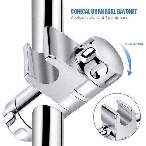 Replaceable Handheld Shower Holder, Shower Head Holder, Bathroom Adjustable Hand Shower Clamp Fit 25MM To Shower Bar, 19-22MM To Hand Shower, Chrome ABS 6 Replaceable Handheld Shower Holder, Shower Head Holder, Bathroom Adjustable Hand Shower Clamp Fit 25MM To Shower Bar, 19-22MM To Hand Shower, Chrome ABS - Image 4