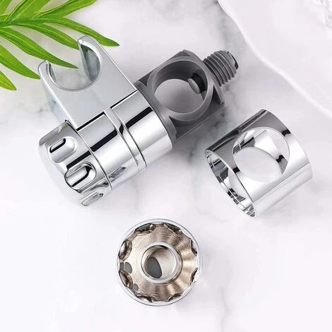 Replaceable Handheld Shower Holder, Shower Head Holder, Bathroom Adjustable Hand Shower Clamp Fit 25MM To Shower Bar, 19-22MM To Hand Shower, Chrome ABS 7 Replaceable Handheld Shower Holder, Shower Head Holder, Bathroom Adjustable Hand Shower Clamp Fit 25MM To Shower Bar, 19-22MM To Hand Shower, Chrome ABS - Image 5