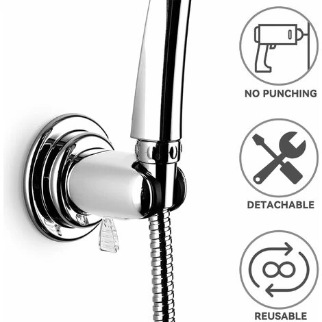 Shower Holder, Replaceable Hand Strong Vacuum Suction Cup Shower Head Holder, Universal Adjustable Suction Cup Shower Holder, Removable Wall Suction Cup Holder, ABS Plastic 4 Shower Holder, Replaceable Hand Strong Vacuum Suction Cup Shower Head Holder, Universal Adjustable Suction Cup Shower Holder, Removable Wall Suction Cup Holder, ABS Plastic - Image 2