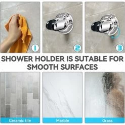 Shower Holder, Replaceable Hand Strong Vacuum Suction Cup Shower Head Holder, Universal Adjustable Suction Cup Shower Holder, Removable Wall Suction Cup Holder, ABS Plastic 9 Shower Holder, Replaceable Hand Strong Vacuum Suction Cup Shower Head Holder, Universal Adjustable Suction Cup Shower Holder, Removable Wall Suction Cup Holder, ABS Plastic -Comfort Bathroom Store 76957389 3