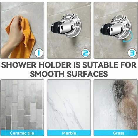 Shower Holder, Replaceable Hand Strong Vacuum Suction Cup Shower Head Holder, Universal Adjustable Suction Cup Shower Holder, Removable Wall Suction Cup Holder, ABS Plastic 5 Shower Holder, Replaceable Hand Strong Vacuum Suction Cup Shower Head Holder, Universal Adjustable Suction Cup Shower Holder, Removable Wall Suction Cup Holder, ABS Plastic - Image 3