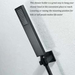 Hand Shower Holder Black Shower Head Holder Brass Shower Head Holder Wall Mount Rectangular Hand Shower Holder Hand Shower Holder -Comfort Bathroom Store 77090877 5