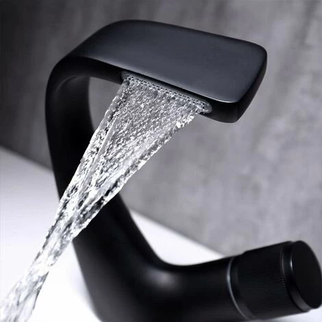 Modern Bathroom Faucet Black Macaron Waterfall Basin Faucet Brass Basin Mixer Tap Ceramic Hot Cold Available Removable Aerator - For Bathroom Toilet 7 Modern Bathroom Faucet Black Macaron Waterfall Basin Faucet Brass Basin Mixer Tap Ceramic Hot Cold Available Removable Aerator - For Bathroom Toilet - Image 5