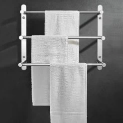 Multilayer 304 Stainless Steel Wall Mounted Towel Rack 40cm Wall Mounted 3 Bars Bathroom Kitchen -Comfort Bathroom Store 77561312 5