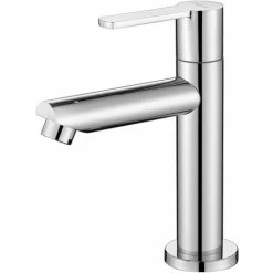 Bathroom Sink Faucet Cold Water Only, Durable Brass Bathroom Mixer Tap, Detachable Aerator, Faucet For Guest Toilet, Ceramic Cartridge, With Connecting Hose