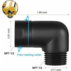 Hand Shower Elbow Adapter For 90 Degree Shower Arm Matte Black -Comfort Bathroom Store 77637318 4