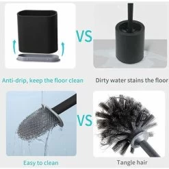 Silicone Toilet Brush And Holder, Long Handle Detachable Toilet Brush, Floor/Wall Mountable With Water Filter Base, For Corners And Small Gaps Between Toilet And Wall -Comfort Bathroom Store 78026407 4