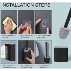 Silicone Toilet Brush And Holder, Long Handle Detachable Toilet Brush, Floor/Wall Mountable With Water Filter Base, For Corners And Small Gaps Between Toilet And Wall -Comfort Bathroom Store 78026407 5