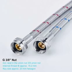 Armored Hose 60cm Long Connection Pipes For Water Tap Compression Thread Flexible Water Hose 2 Pieces -Comfort Bathroom Store 78703038 3