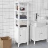 SoBuy Floor Standing Tall Boy Bathroom Storage Cabinet Unit, White, FRG205-W -Comfort Bathroom Store 7900993 1