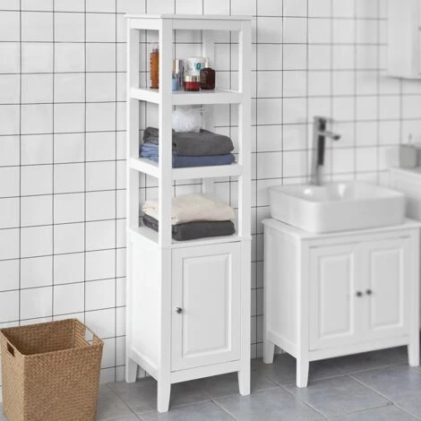 SoBuy Floor Standing Tall Boy Bathroom Storage Cabinet Unit, White, FRG205-W 3 SoBuy Floor Standing Tall Boy Bathroom Storage Cabinet Unit, White, FRG205-W