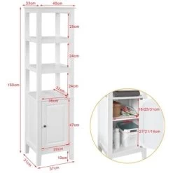 SoBuy Floor Standing Tall Boy Bathroom Storage Cabinet Unit, White, FRG205-W 8 SoBuy Floor Standing Tall Boy Bathroom Storage Cabinet Unit, White, FRG205-W -Comfort Bathroom Store 7900993 2