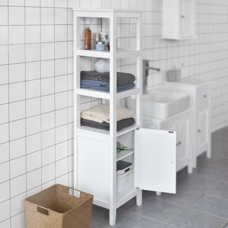 SoBuy Floor Standing Tall Boy Bathroom Storage Cabinet Unit, White, FRG205-W 5 SoBuy Floor Standing Tall Boy Bathroom Storage Cabinet Unit, White, FRG205-W - Image 3