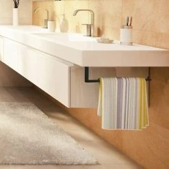 Wall-mounted Towel Door, Stainless Steel Towel Racks, Towel Holder WC Accessories Bathrooms 31cm (black) -Comfort Bathroom Store 79991923 3