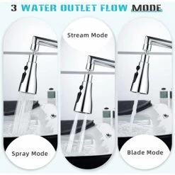 Kitchen Tap Spray Head With 3 Modes, Tap Extender For Kitchen Sink, 360° Swivel Tap Spout Adapter Tap Attachment Sink Kitchen, Water Tap Filter Nozzle Replacement, Tap Head Aerator Faucet Head -Comfort Bathroom Store 80282255 3