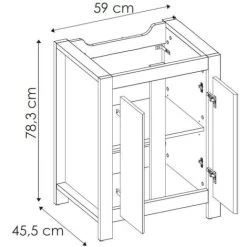 Bathroom Vanity Unit 600mm Floor Standing 60cm Sink Cabinet Freestanding Oak Effect Classic -Comfort Bathroom Store 80437557 4