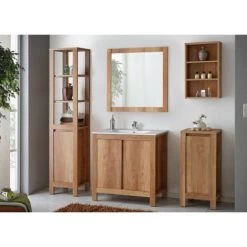 Bathroom Vanity Sink Unit 800mm Freestanding Storage Cabinet 80cm Oak Effect Classic 10 Bathroom Vanity Sink Unit 800mm Freestanding Storage Cabinet 80cm Oak Effect Classic -Comfort Bathroom Store 80437563 4