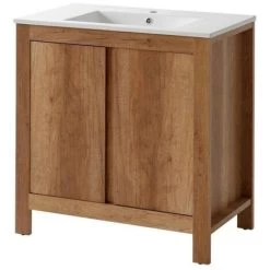 Bathroom Vanity Sink Unit 800mm Freestanding Storage Cabinet 80cm Oak Effect Classic 11 Bathroom Vanity Sink Unit 800mm Freestanding Storage Cabinet 80cm Oak Effect Classic -Comfort Bathroom Store 80437563 5