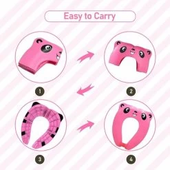 Baby Toilet Seat Reducer, Kids Foldable Toilet Seat, Baby Toilet Reducer Portable Toilet Seat For Boy And Girl With Pink Panda -Comfort Bathroom Store 80870911 3