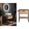 Bathroom Vanity Unit 700 Countertop Sink Floor Cabinet Black Metal Oak Finish Loft Freestanding Drawer Brook 2 Bathroom Vanity Unit 700 Countertop Sink Floor Cabinet Black Metal Oak Finish Loft Freestanding Drawer Brook -Comfort Bathroom Store 81207382 1