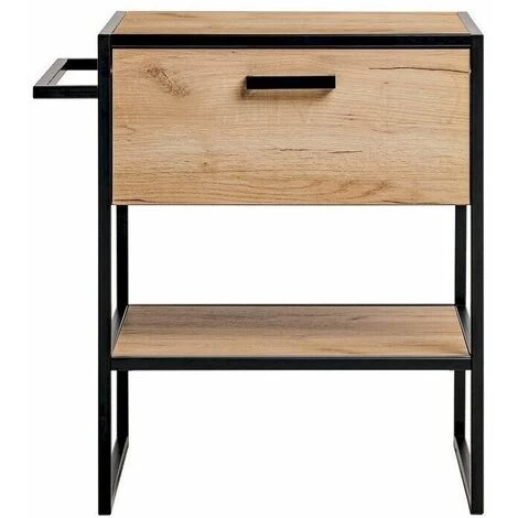 Bathroom Vanity Unit 700 Countertop Sink Floor Cabinet Black Metal Oak Finish Loft Freestanding Drawer Brook 6 Bathroom Vanity Unit 700 Countertop Sink Floor Cabinet Black Metal Oak Finish Loft Freestanding Drawer Brook - Image 4